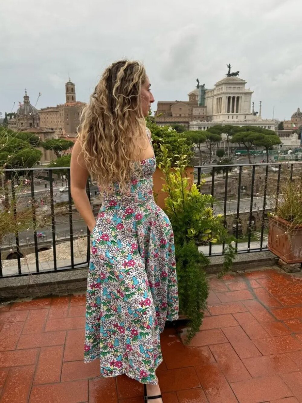 S/W/F Apron Maxi Dress - Lush Floral Sweetheart Neck Full Skirt Sleeveless Party